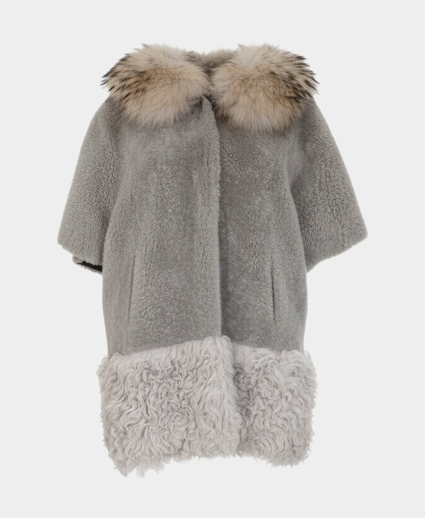 Shearling Coat w/ Fur Trim Hood view 3