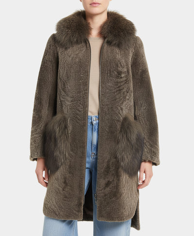 Shearling & Fur Hooded Coat image 1
