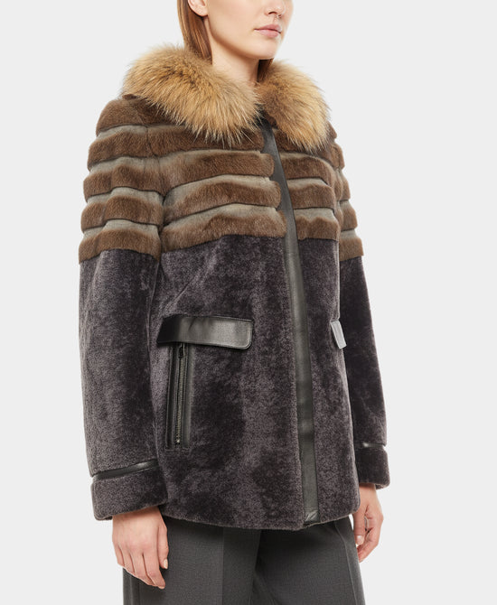 Shearling & Fur Hooded Jacket view 