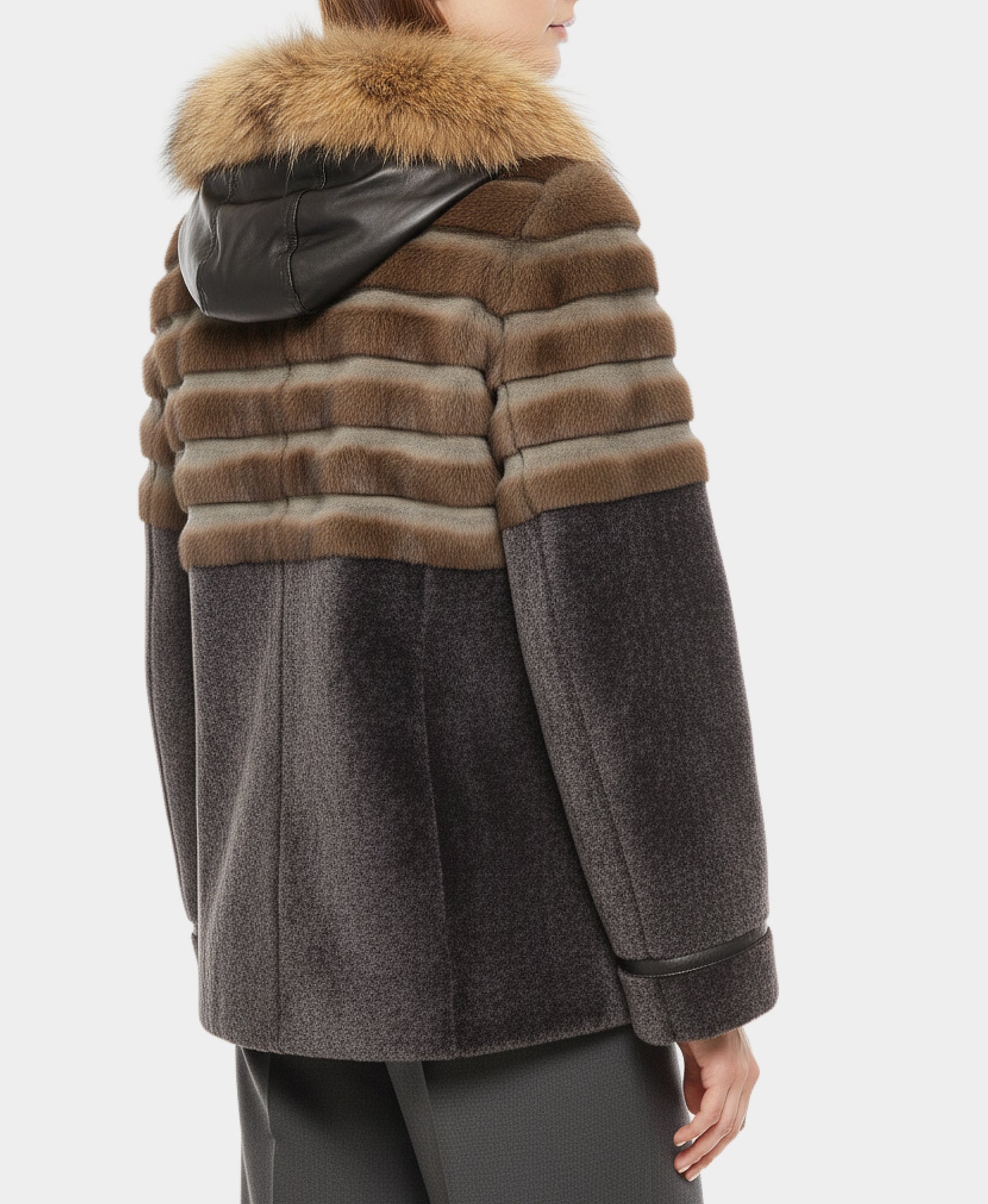 Shearling & Fur Hooded Jacket view 2