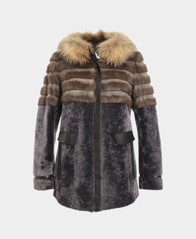 Shearling & Fur Hooded Jacket image 3