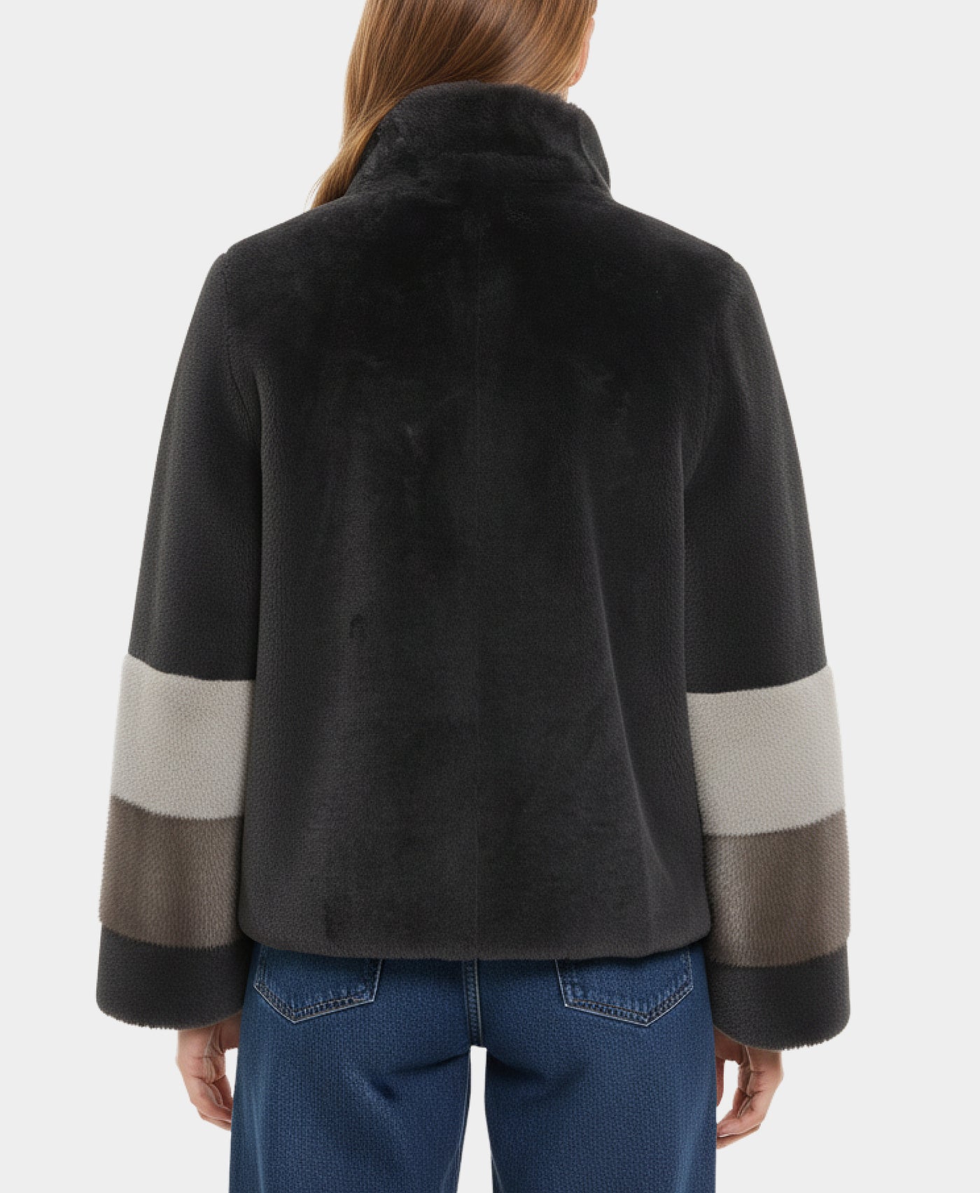 Shearling & Mink Color Block Jacket view 2