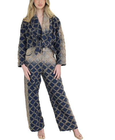 Asymmetrical Textured Denim Jacket image 2