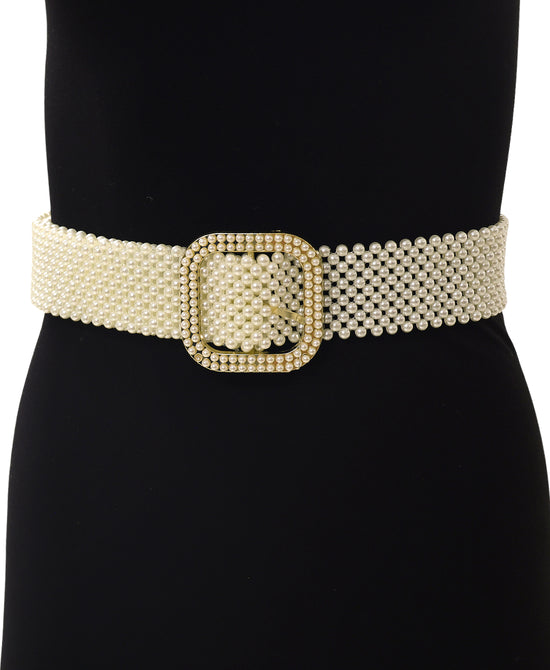 Faux Pearl Buckle Belt view 