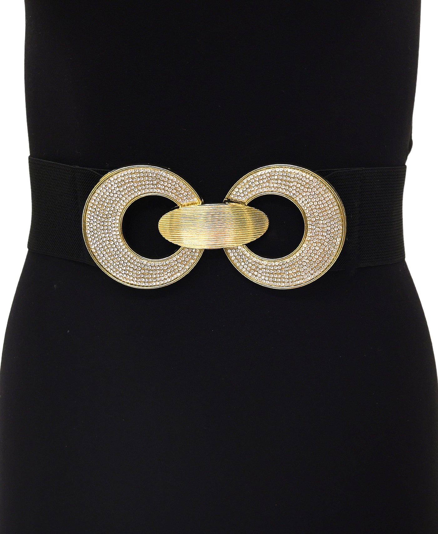 Rhinestone Double Buckle Elastic Belt view 1