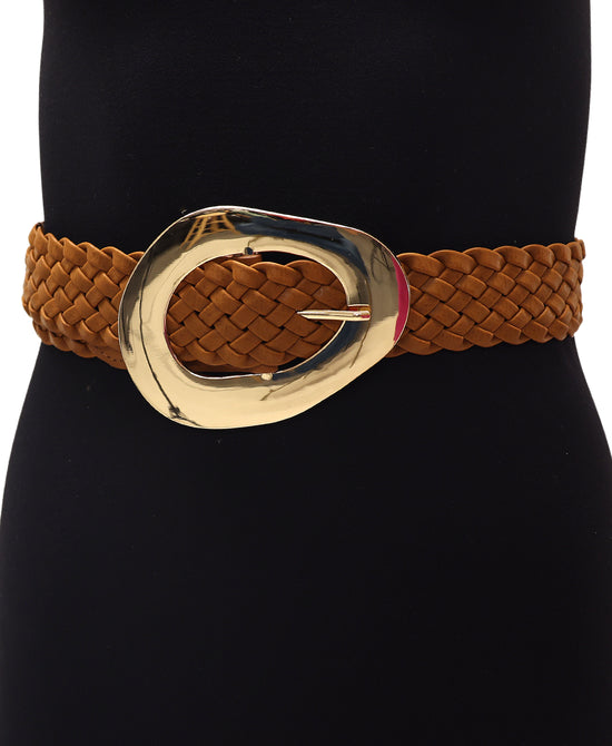 Metal Buckle Braided Belt view 