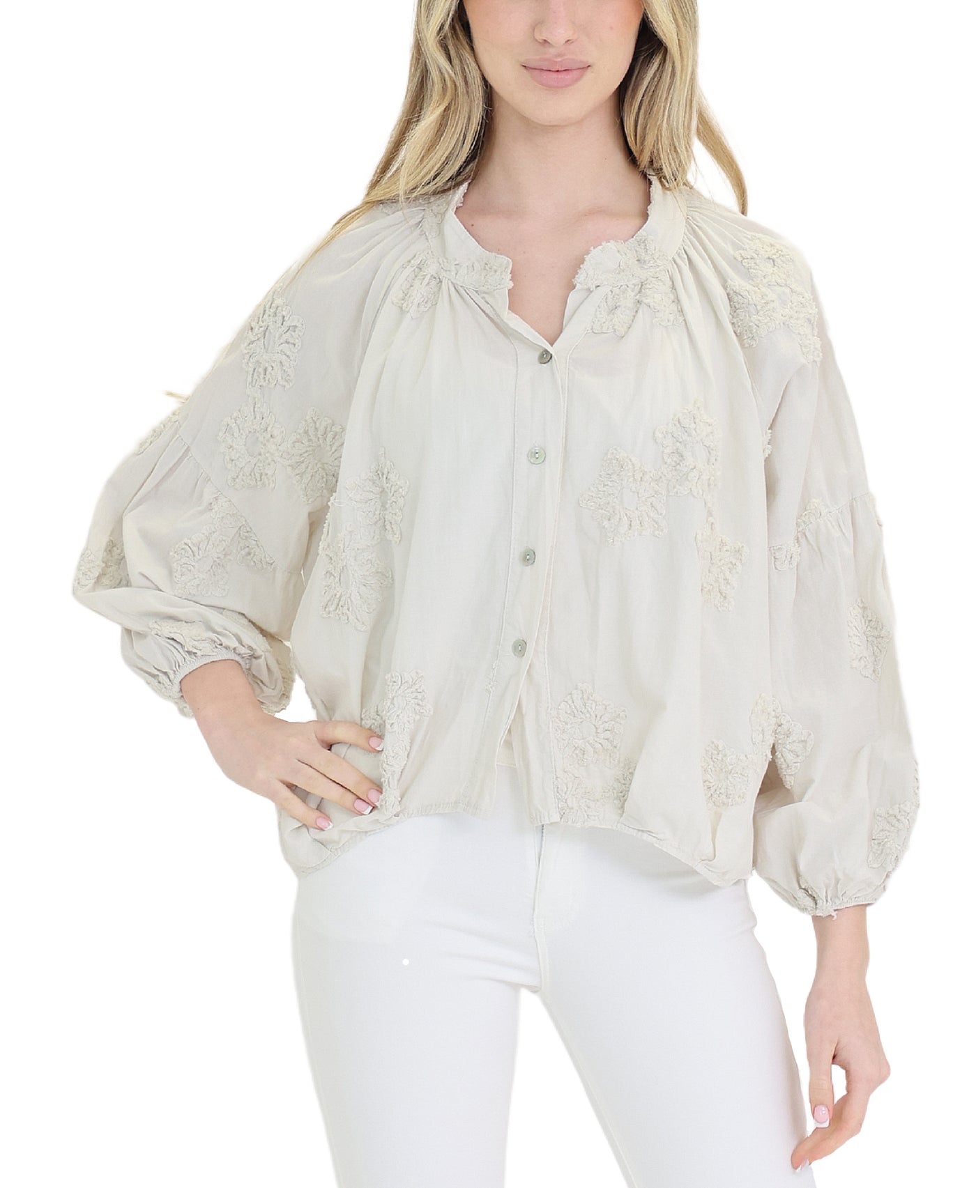 Blouse w/ Floral Detail view 1