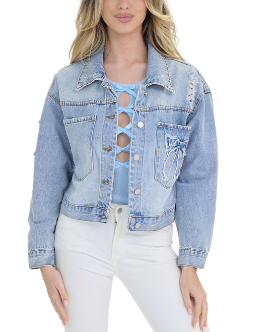 Denim Jacket w/ Bow view 