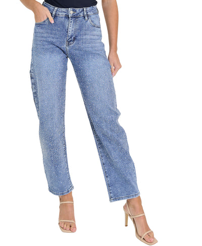 Rhinestone Barrel Jeans image 1
