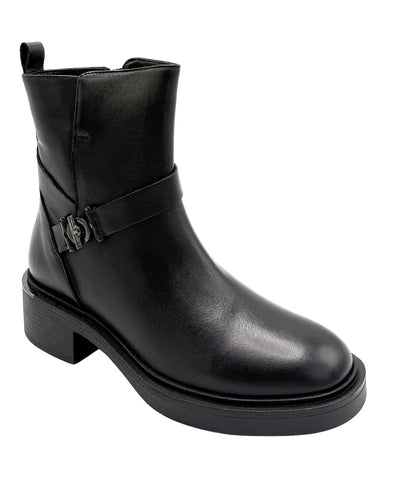 Leather Bootie w/ Buckle Detail image 1