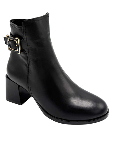 Leather Bootie w/ Buckle Detail image 1