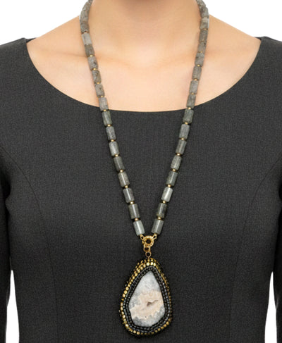 Statement Beaded Pendant Necklace image 1
