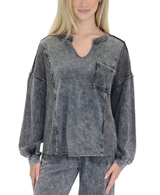 Mineral Wash Waffle Knit Top view 