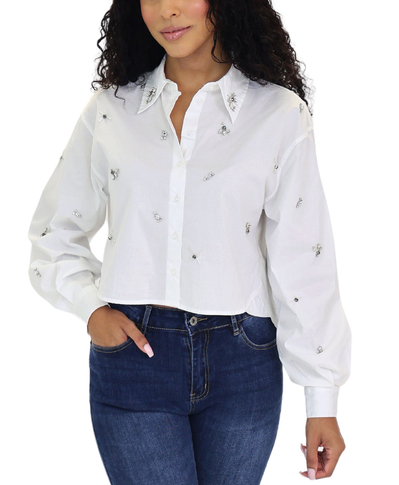 Hi-Lo Embellished Top view 1