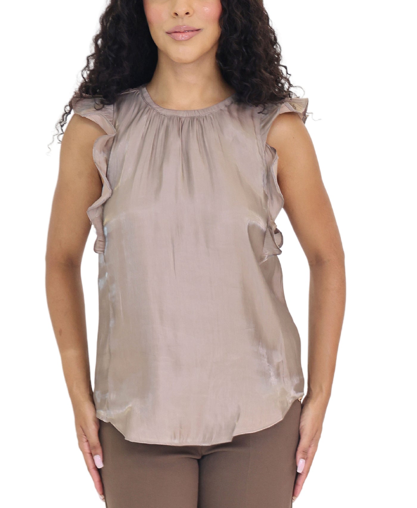 Satin Top w/ Ruffle Detail view 1