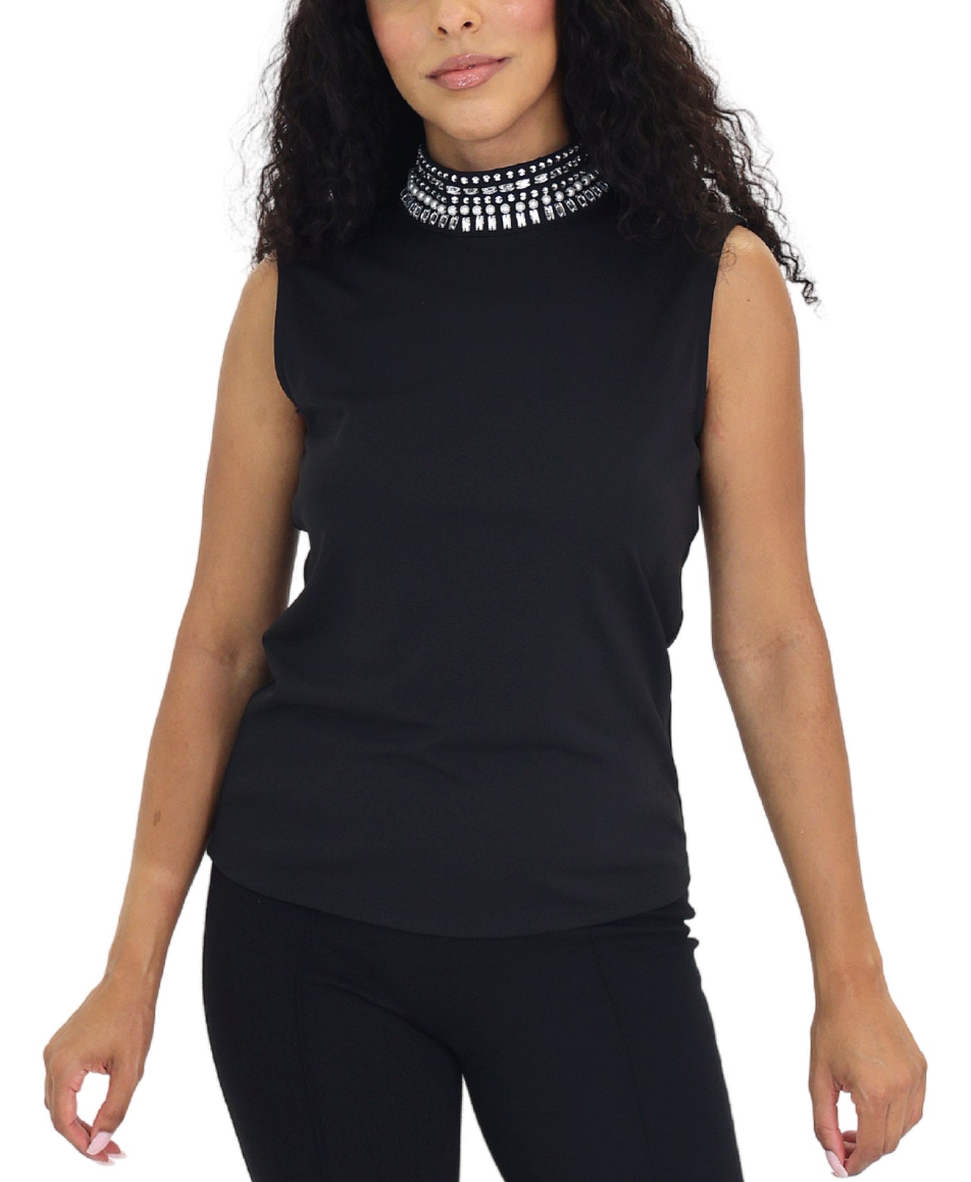 Embellished Mock Neck Top view 1