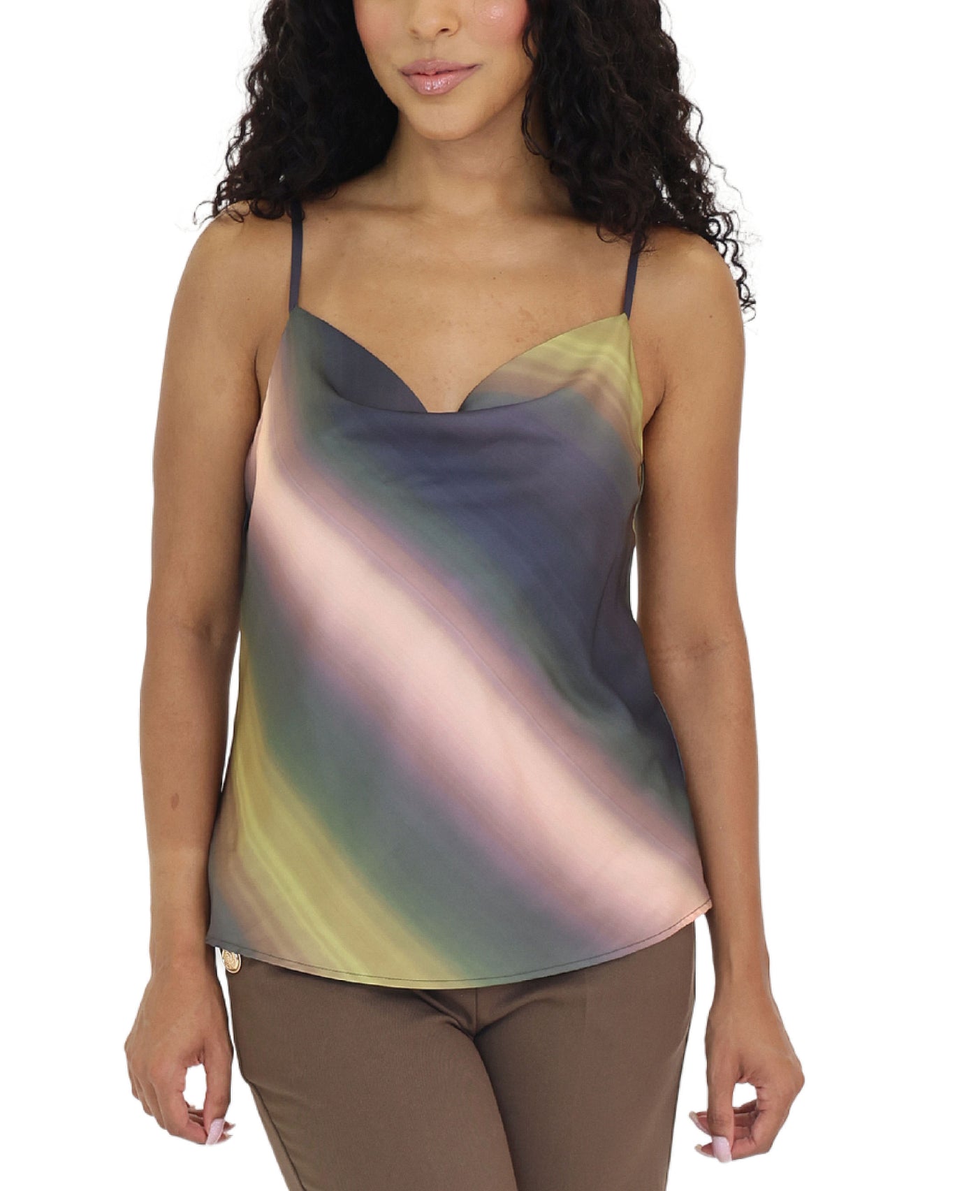 Multicolor Cowl Neck Top view 1