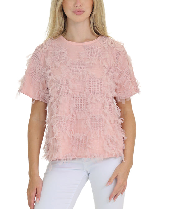 Blouse w/ Mesh Fringe Detail view 