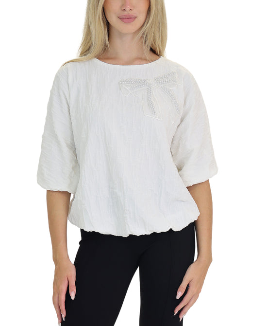 Bubble Bottom Blouse w/ Bow view 