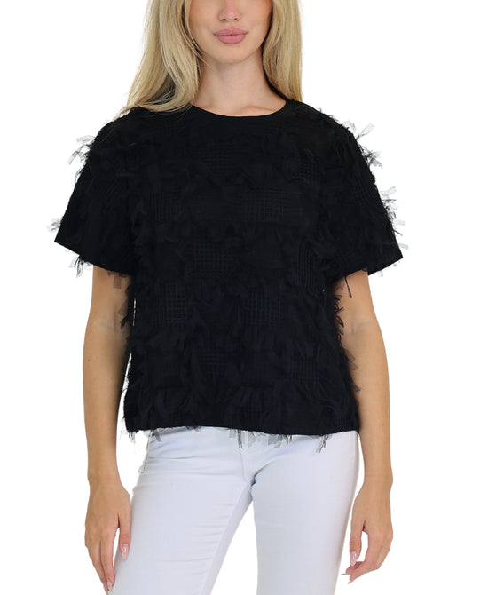 Blouse w/ Mesh Fringe Detail view 