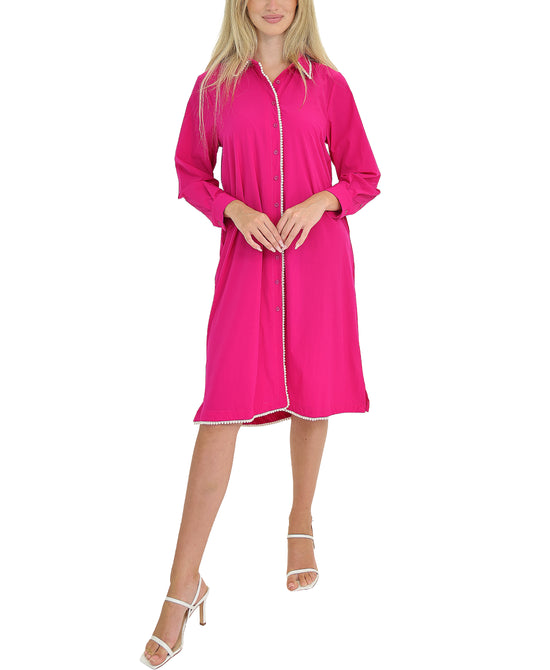 Shirt Dress w/ Pearl Trim view 