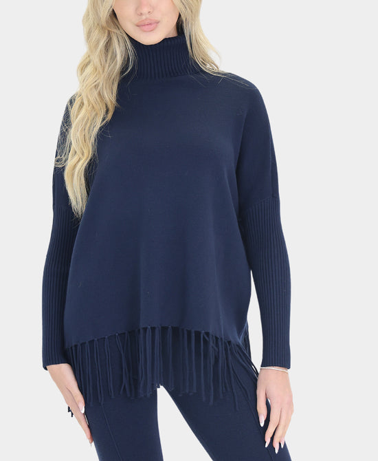 Turtleneck Sweater w/ Fringe Trim view 
