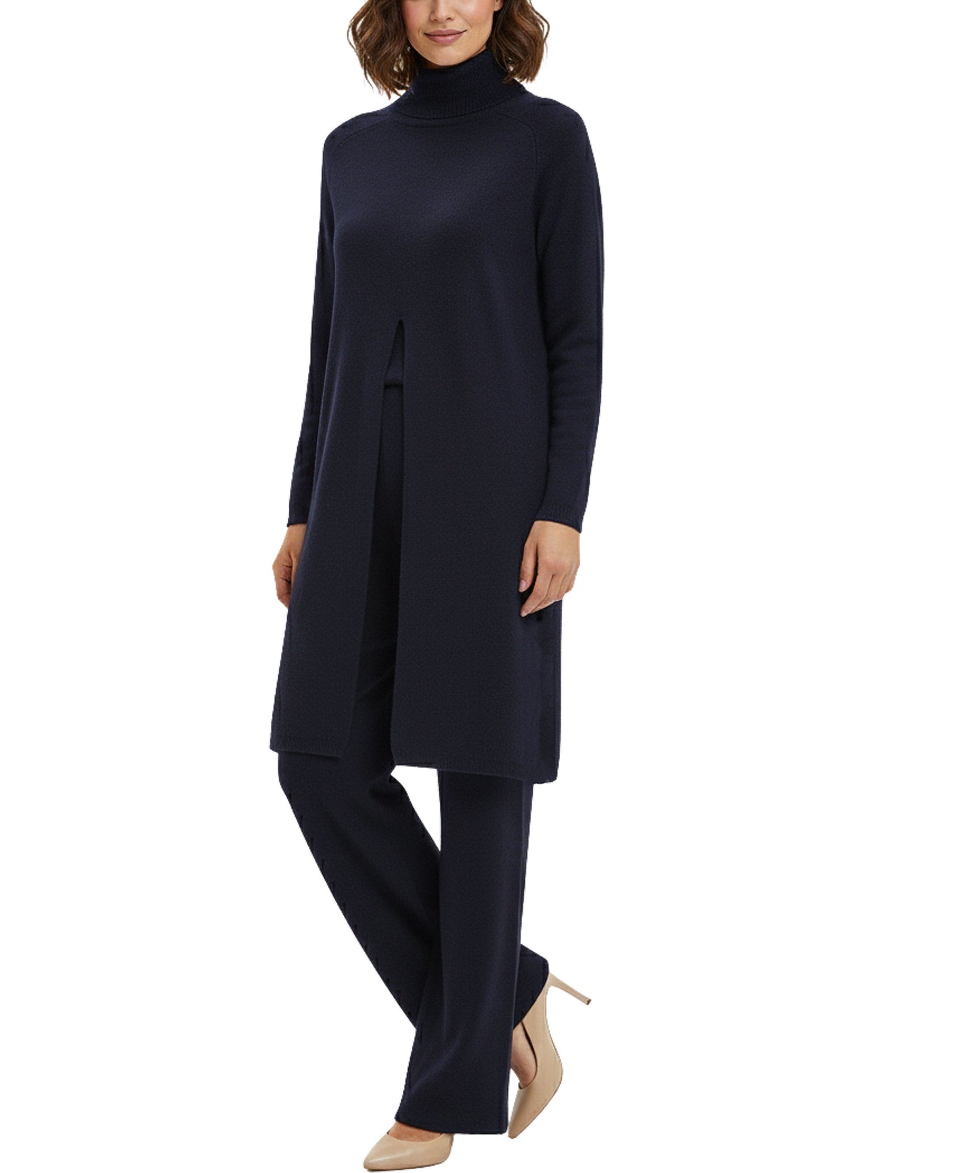 Turtleneck Tunic Sweater w/ Front Slit view 1