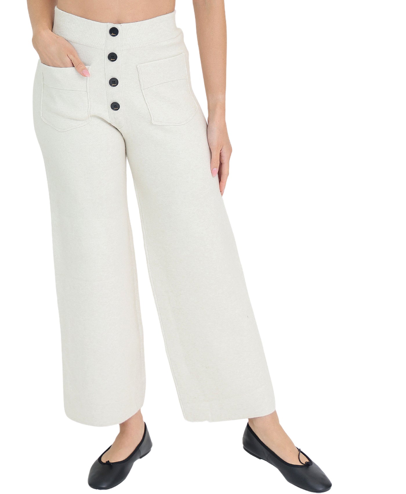 Knit Pants w/ Button Accents view 1