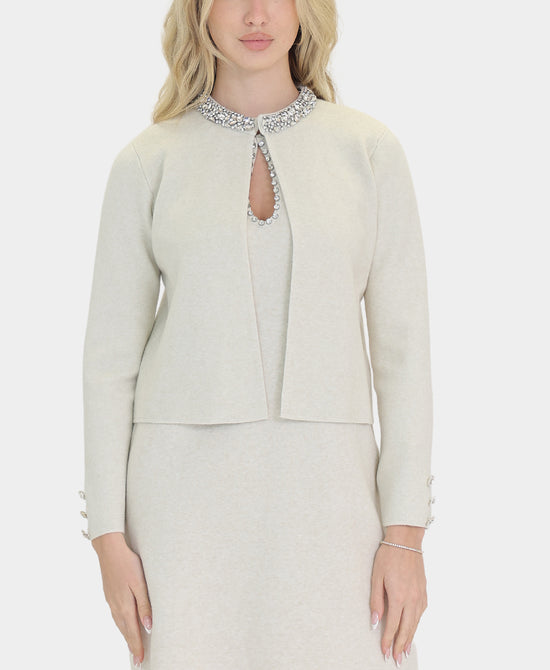 Jeweled Trim Cardigan Sweater view 