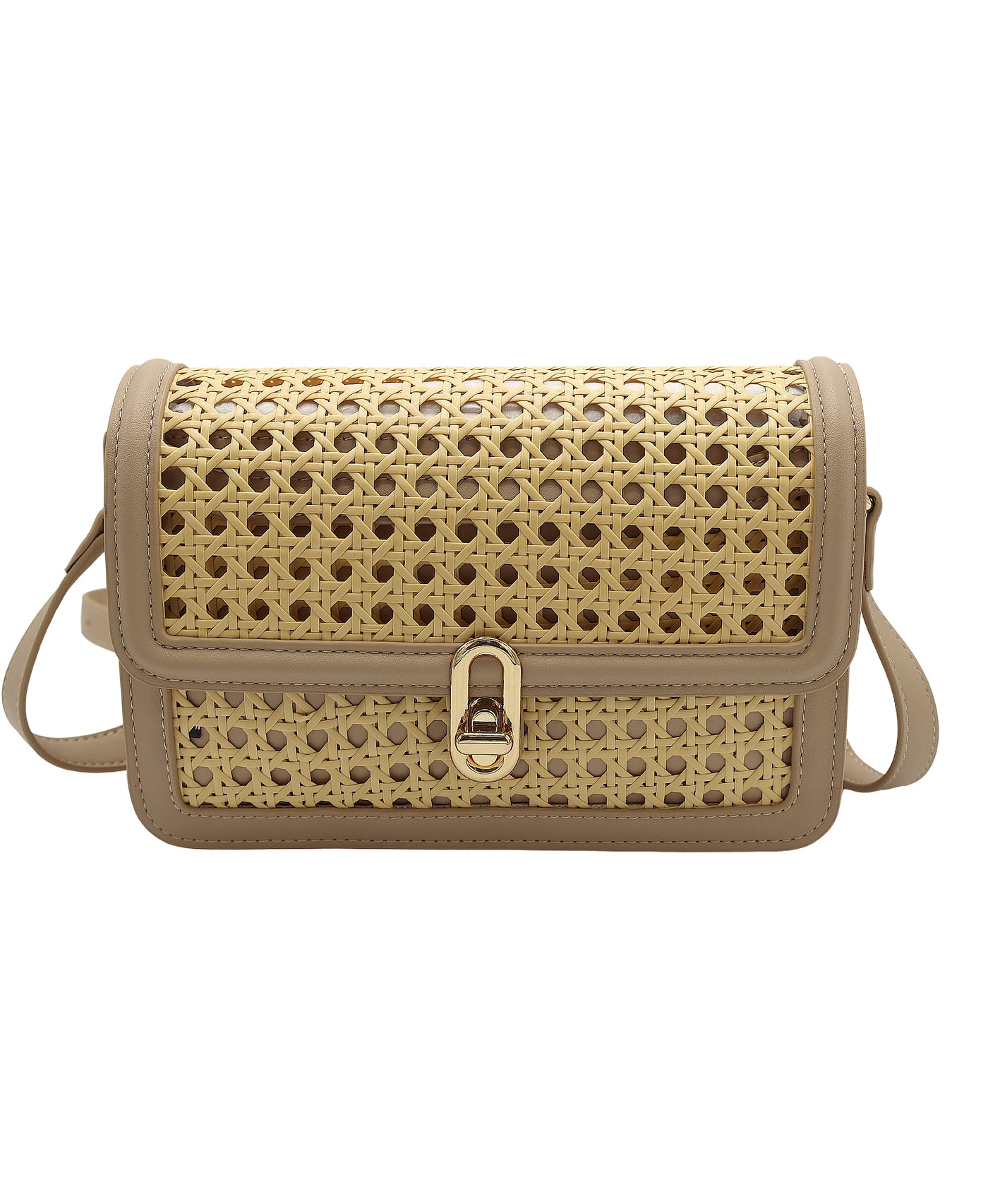 Canework & Faux Leather Crossbody Bag view 1