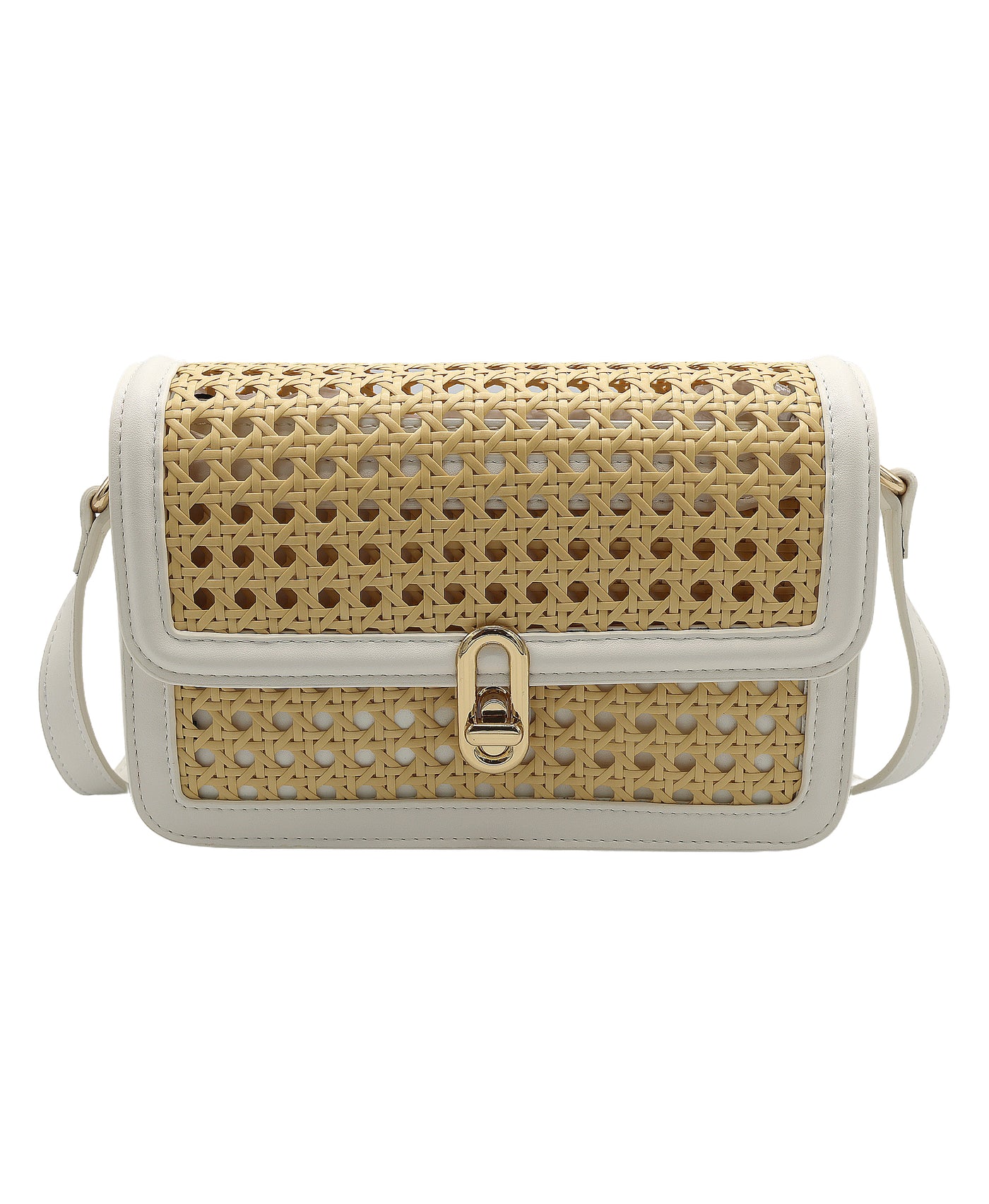 Canework & Faux Leather Crossbody Bag view 1