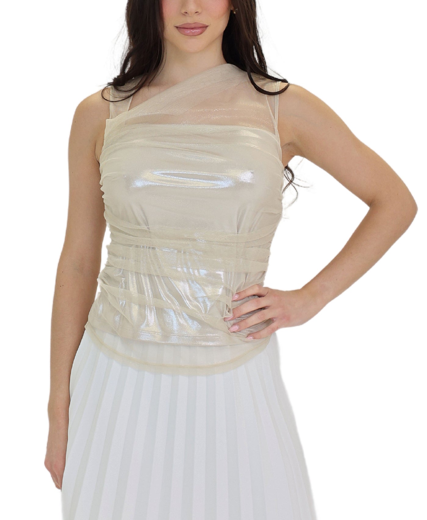 Mesh Ruched Top view 1