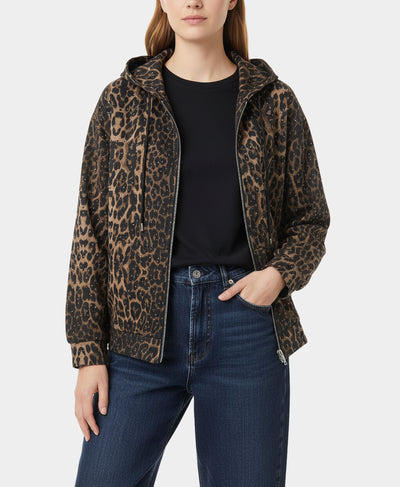 Leopard Print Allover Crystal Hoodie image 1