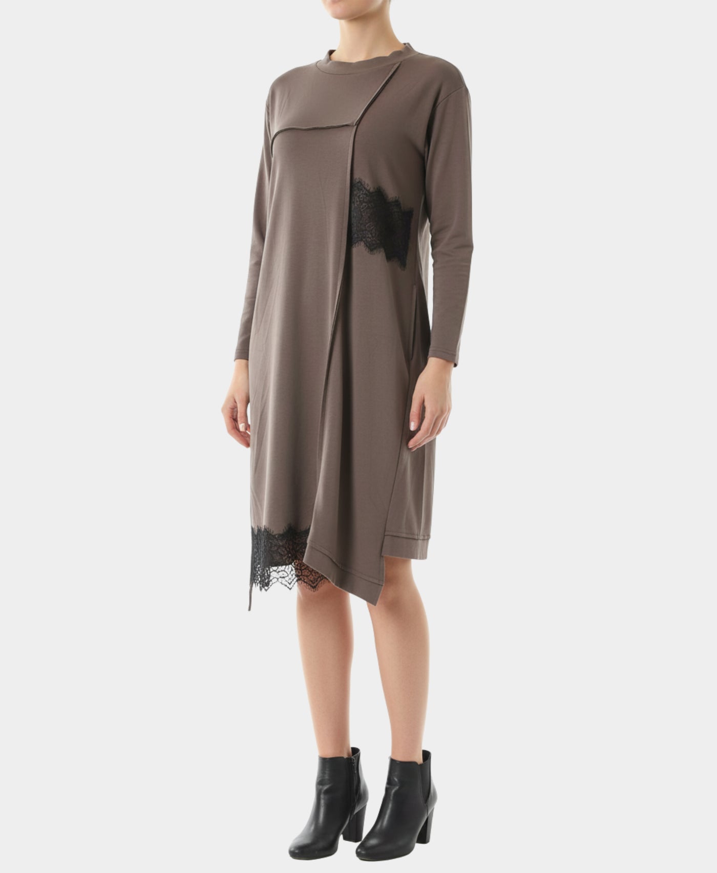 Modal Midi Dress w/ Lace Accents view 1