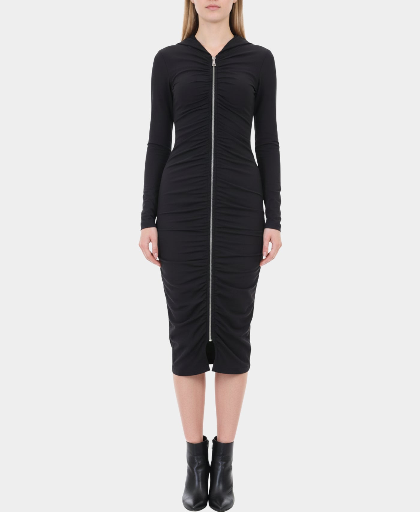 Midi Zipper Front Dress w/ Hood view 1
