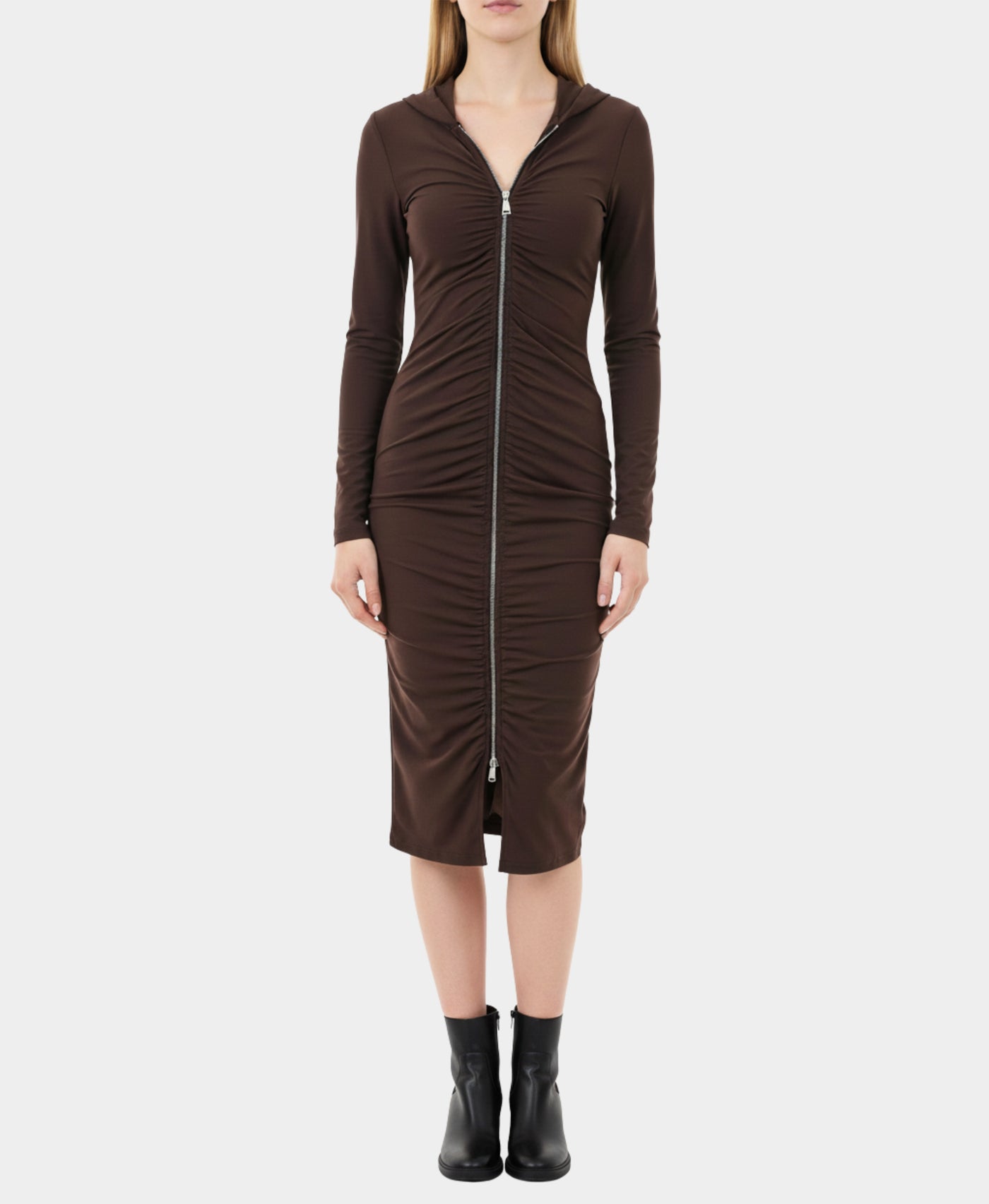 Midi Zipper Front Dress w/ Hood view 1