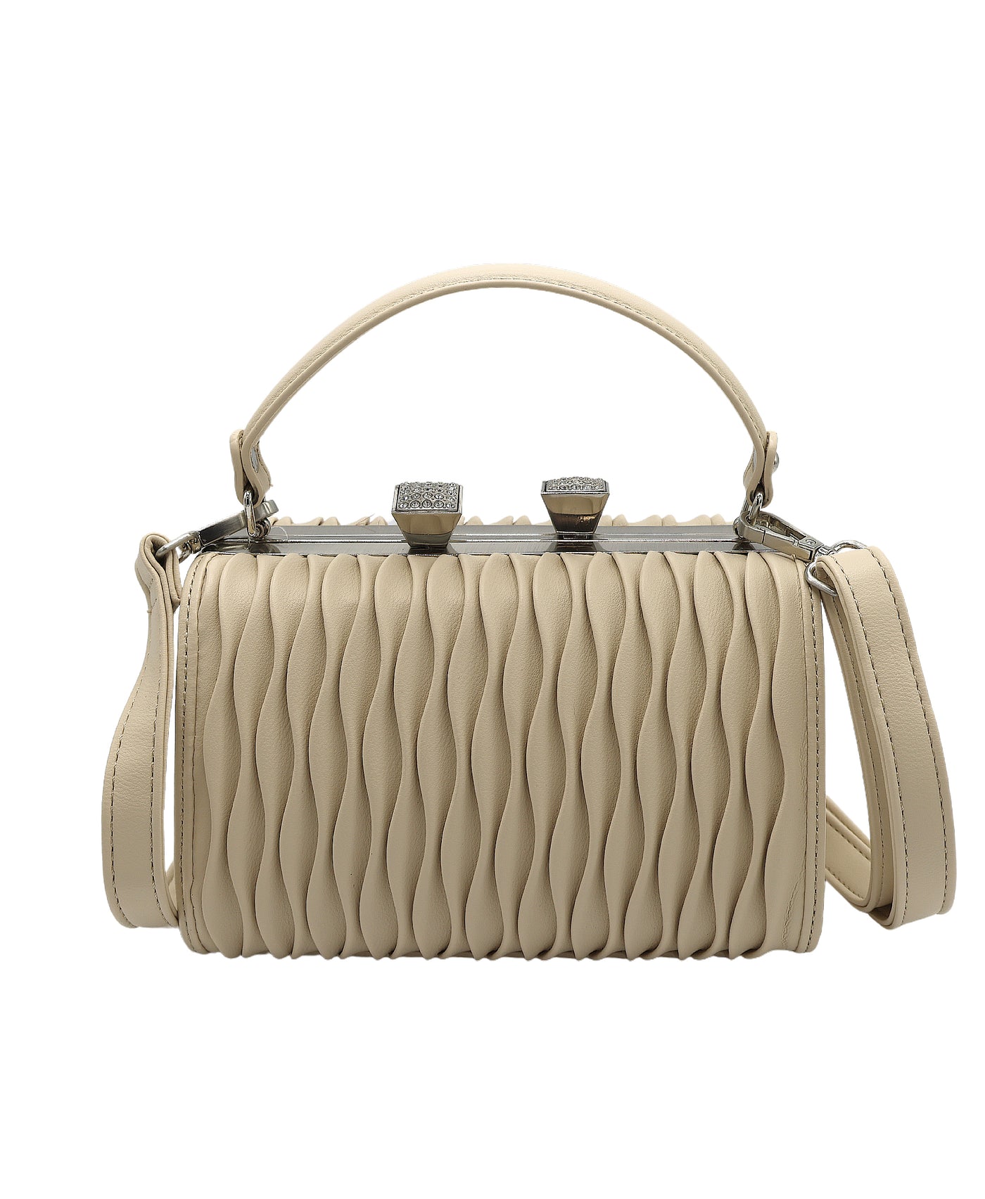 Square Faux Leather Textured Handbag view 1