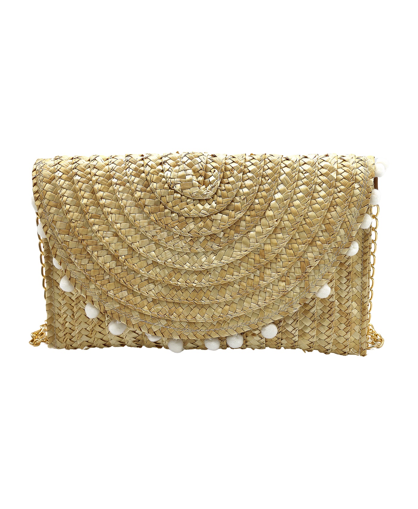 Straw Clutch Bag w/ Poms view 1
