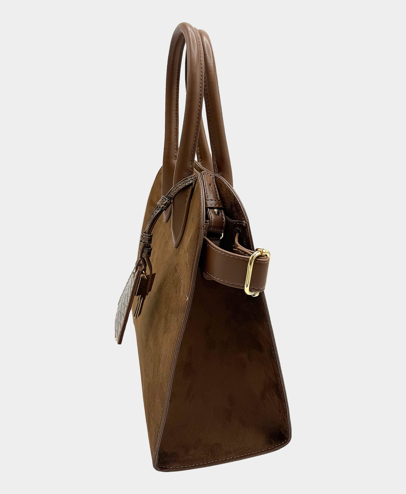 Faux Suede Handbag w/ Charm view 2