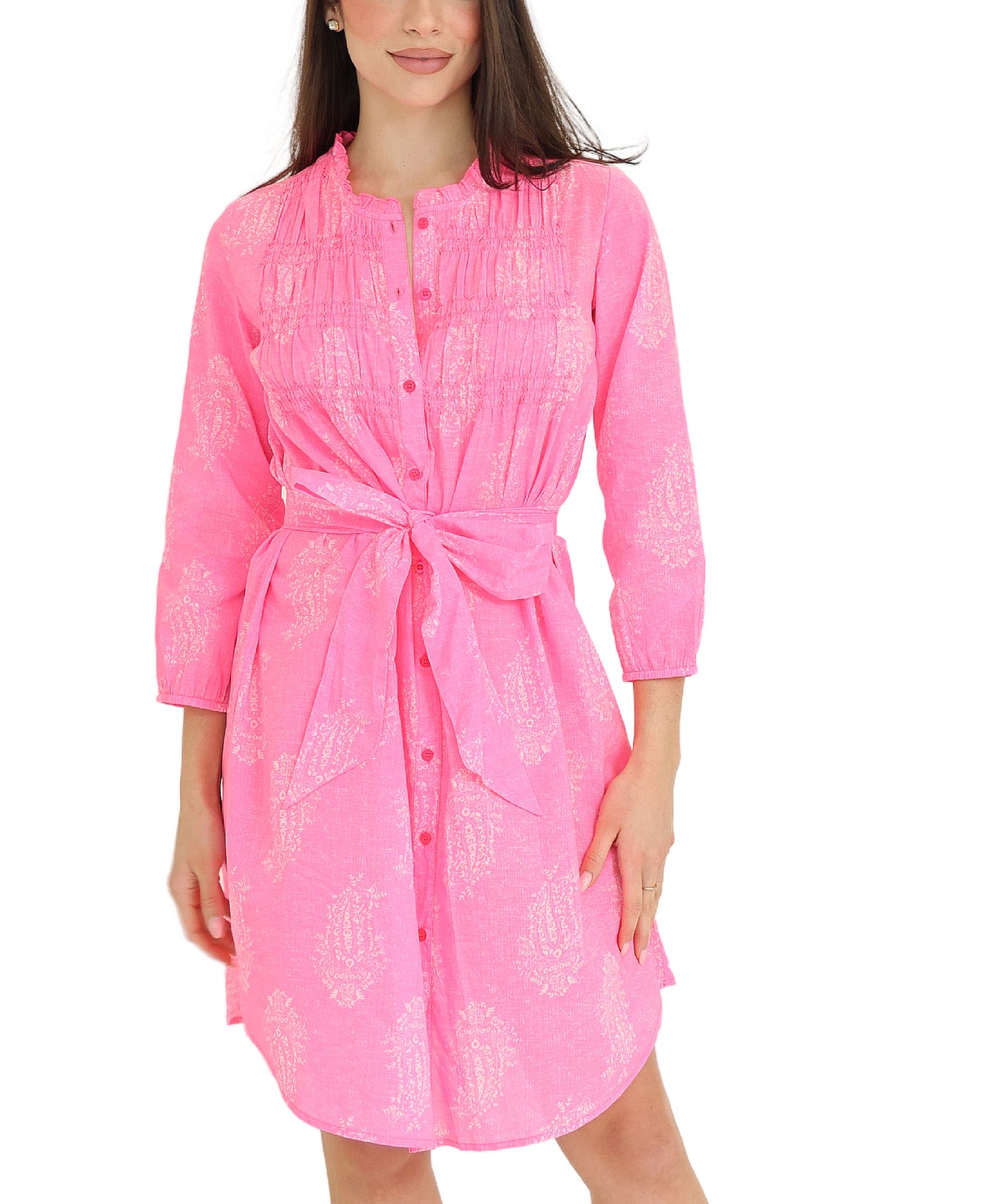 Printed Shirt Dress view 1