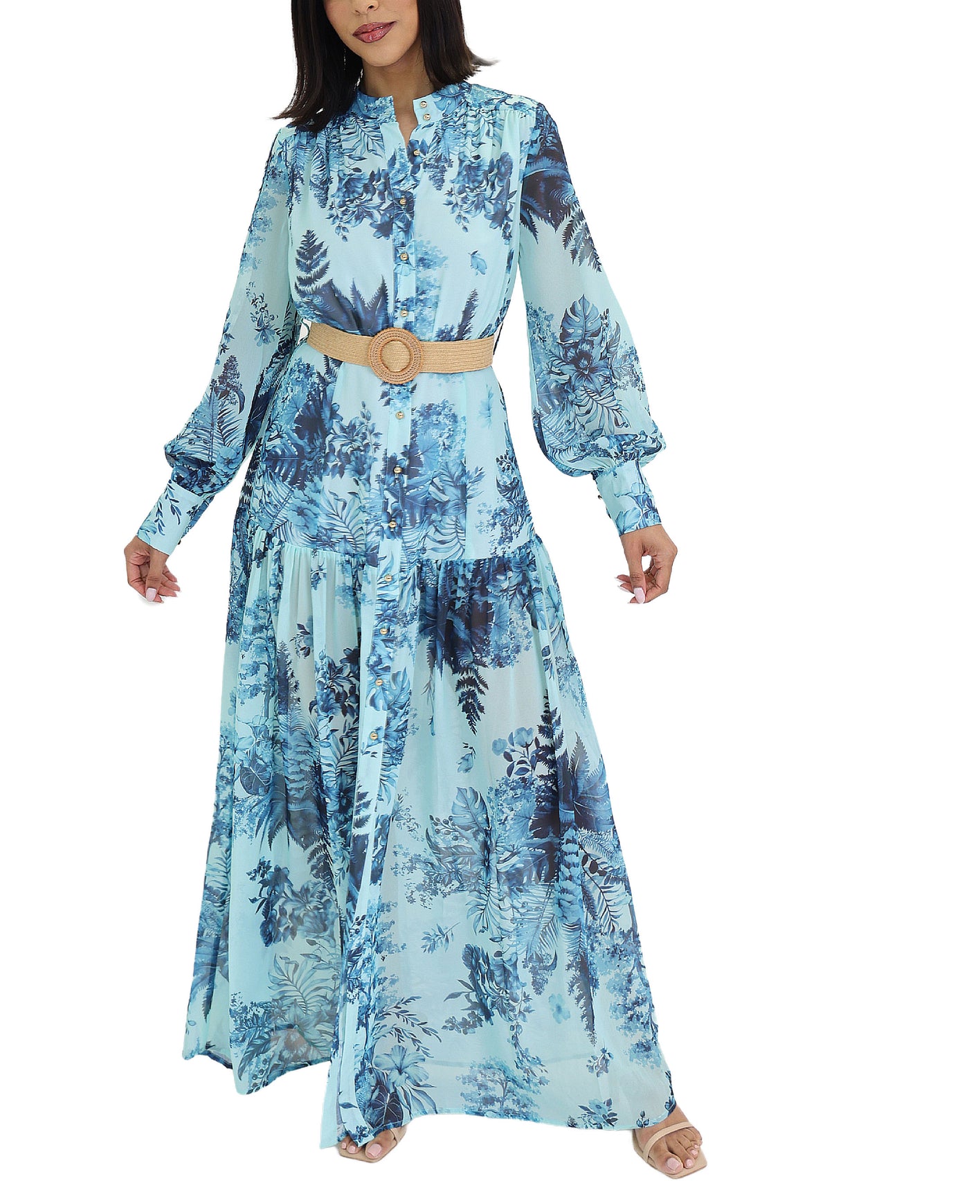 Leaf Print Maxi Dress view 1