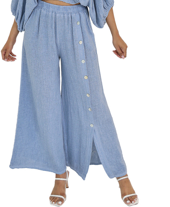Linen Pants w/ Button Detail view 