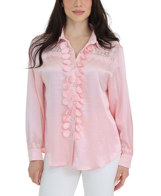 Blouse w/ Lace & Rhinestones view 