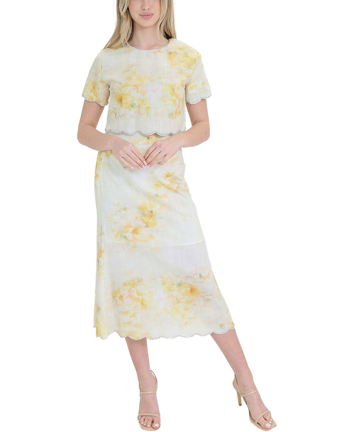 Printed Blouse & Midi Skirt - 2 Pc Set view 1