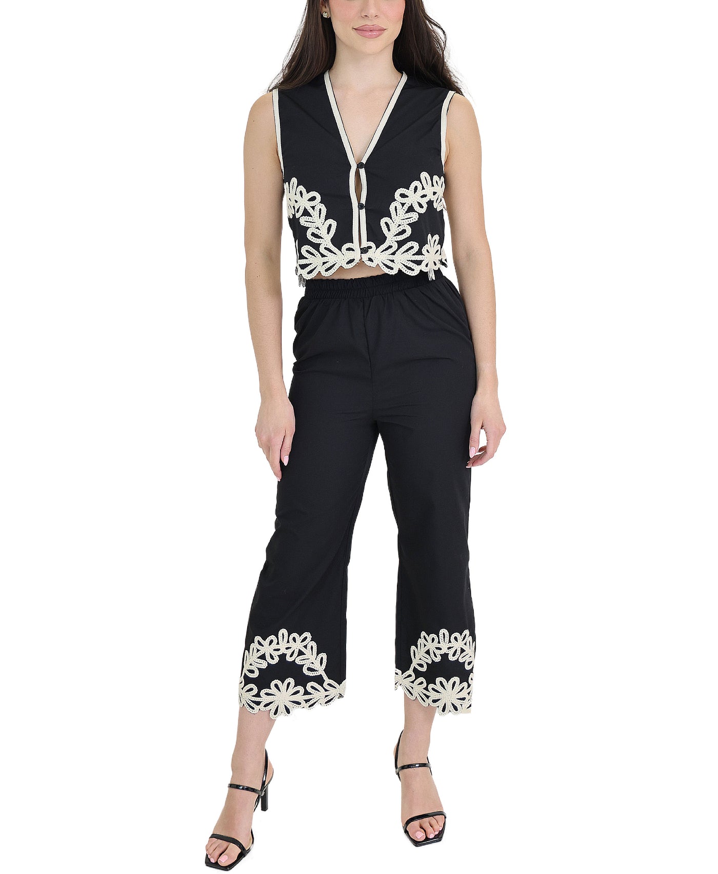 Embroidered Top, Skirt & Pant Set- 3 Pc Set view 2