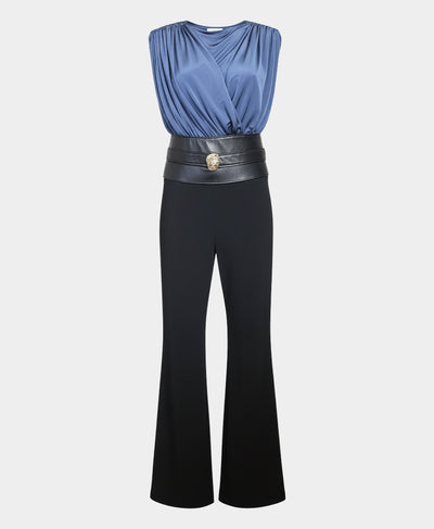 Ruched Jumpsuit w/ Faux Leather Waistband image 3