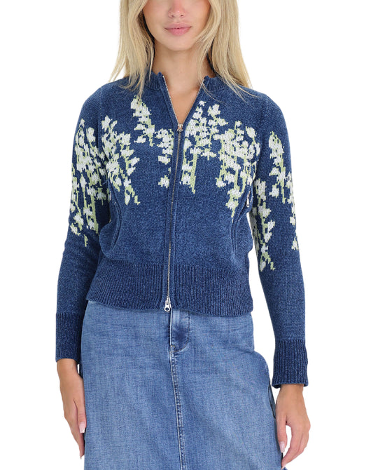 Chenille Zip Front Cardigan Sweater view 
