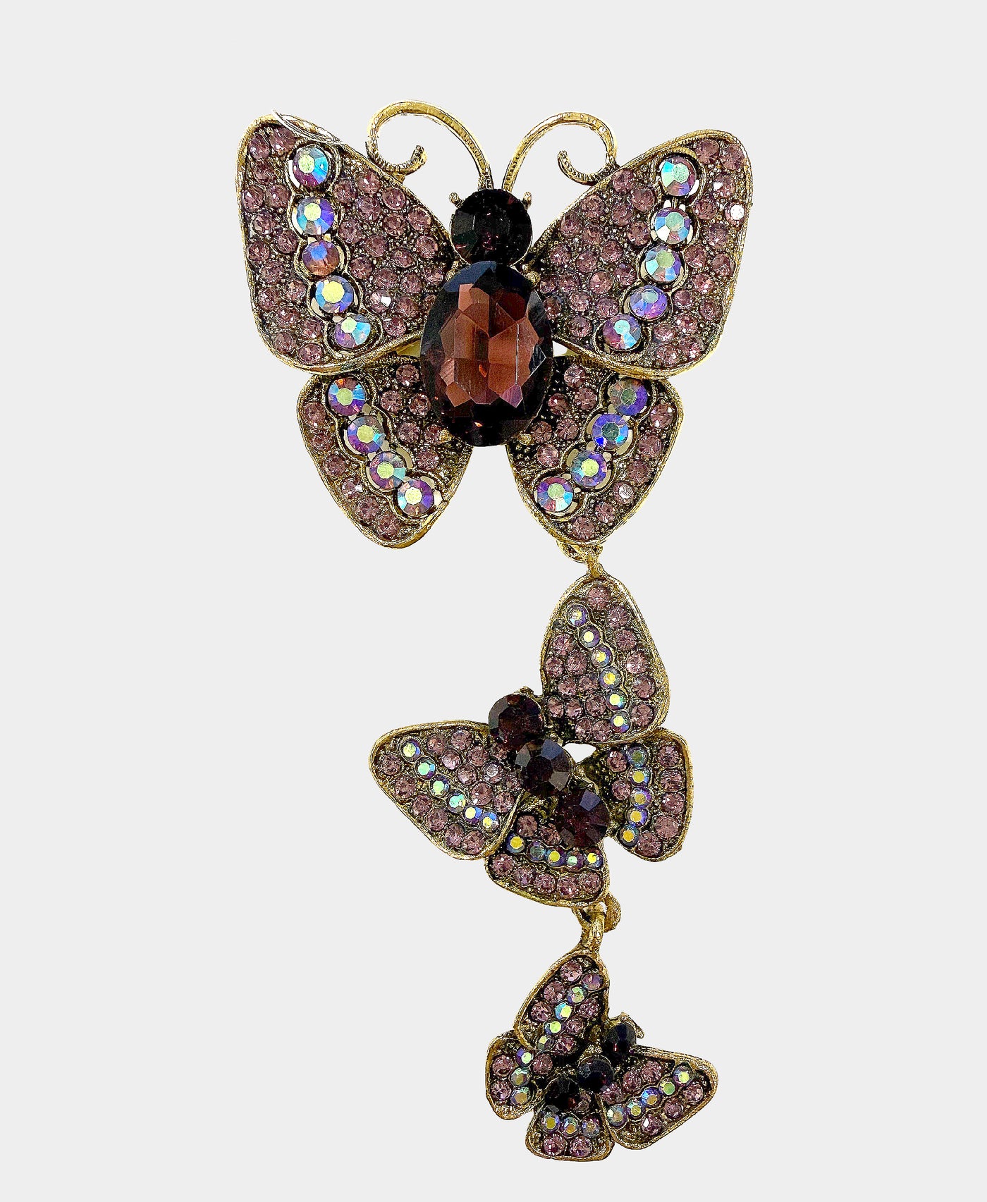 Crystal Butterfly Drop Brooch view 1