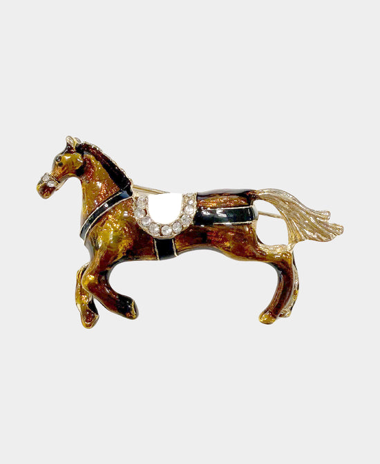 Small Horse Brooch w/ Crystals view 