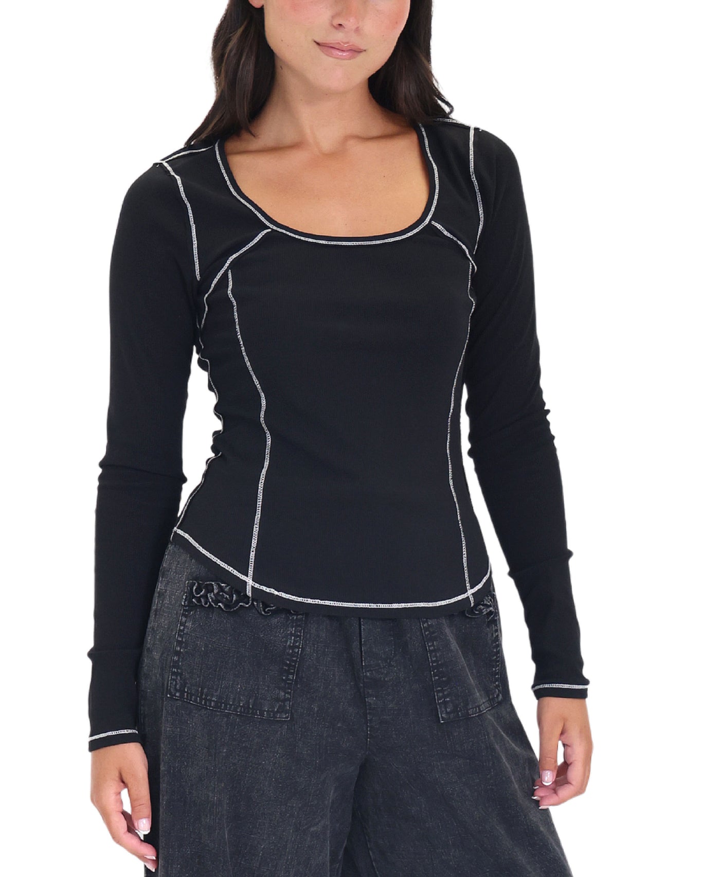 Contrast Stitch Top view 1